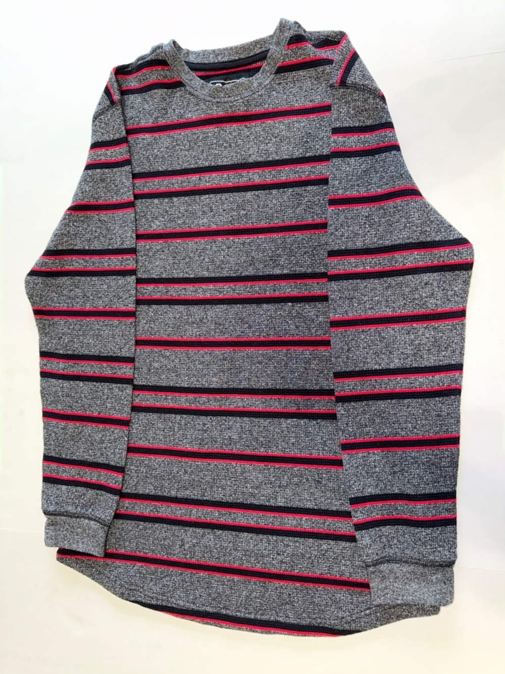 Champs Sport Gear Gray Crewneck Sweater with Black and Pink Stripes